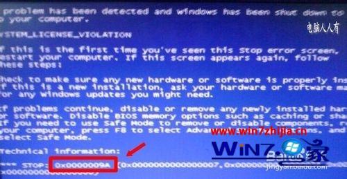win7系统下出现蓝屏错误代码0x0000009A怎么办