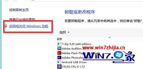点击启用或关闭Windows功能