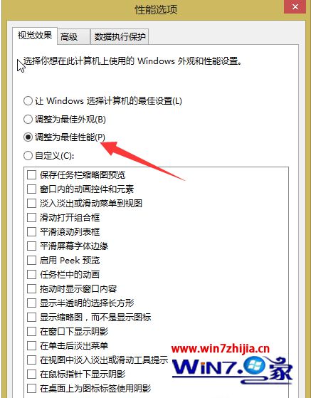 选“调整为最佳性能”